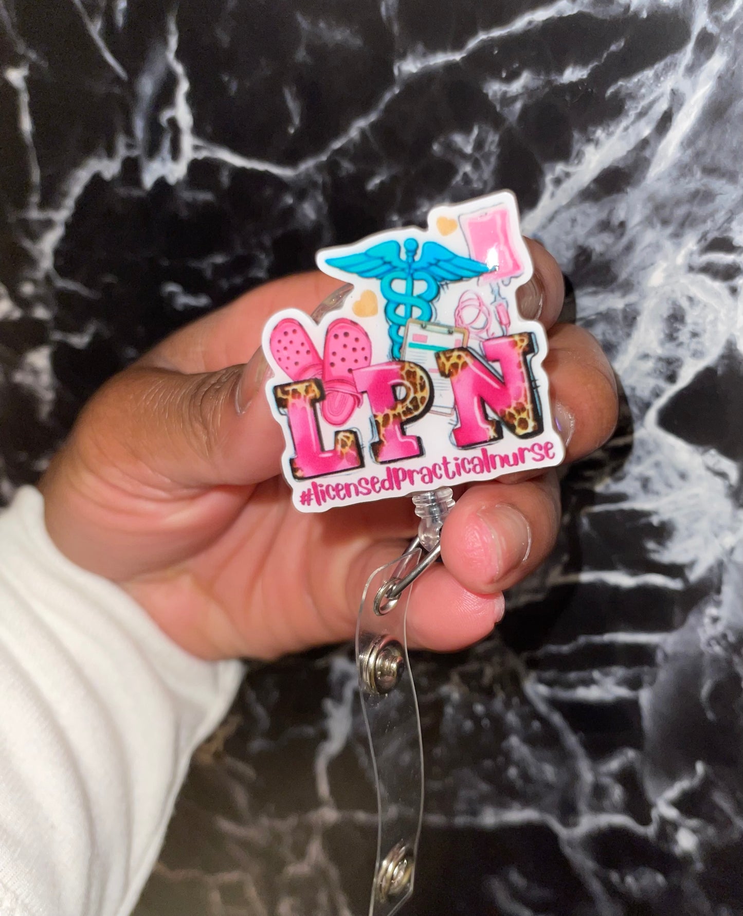LPN Nurse Badge Reel with Alligator Clip