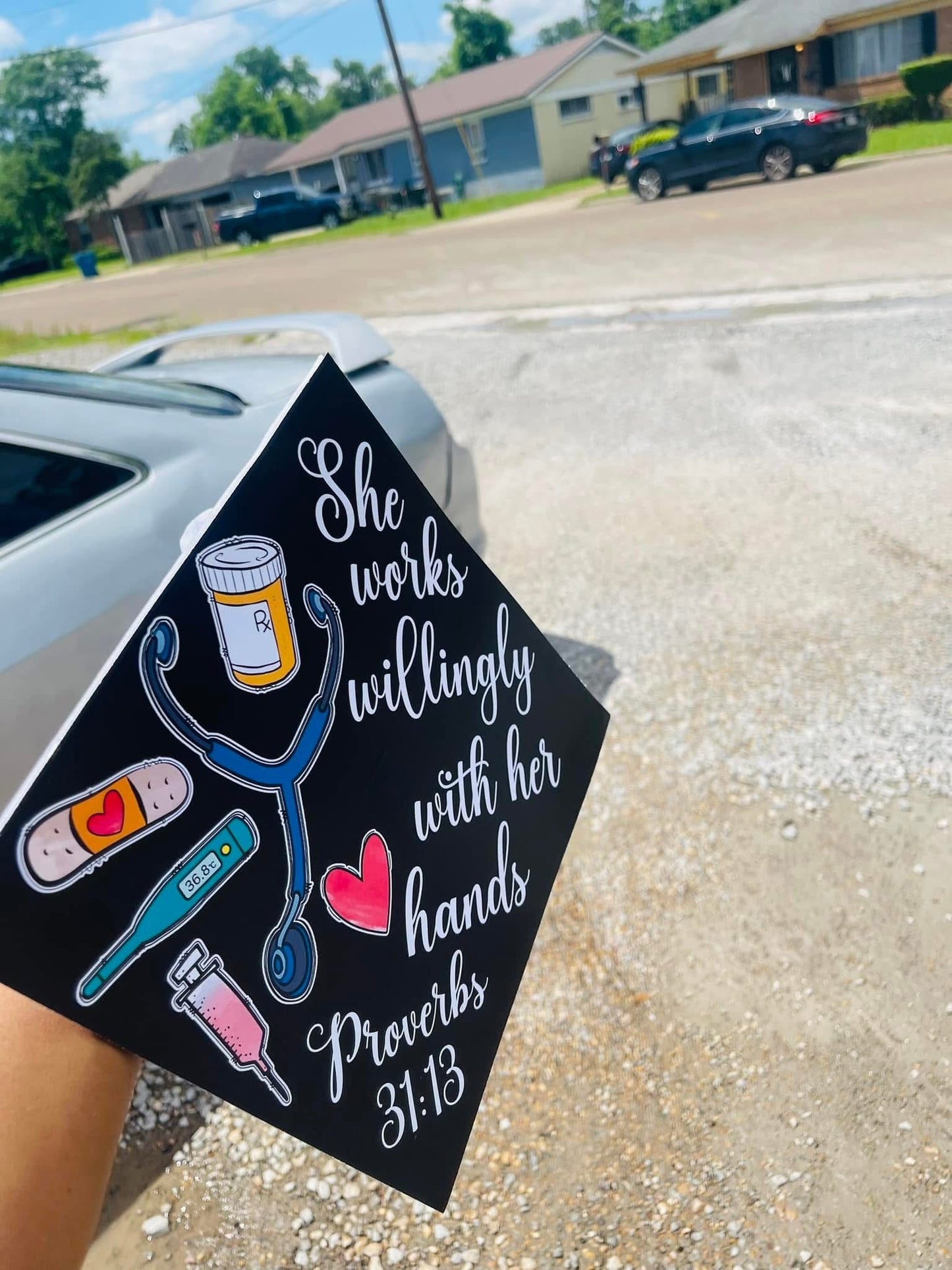 She Works Willingly with Her Hands Grad Cap Topper