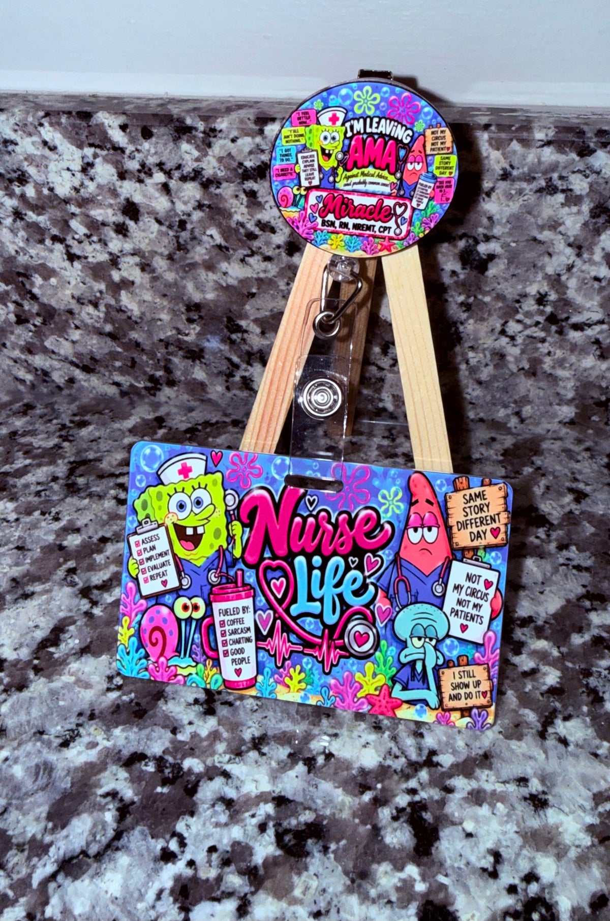 🩺 I’m Leaving AMA Nurse Badge Buddy & Matching Badge Reel Set