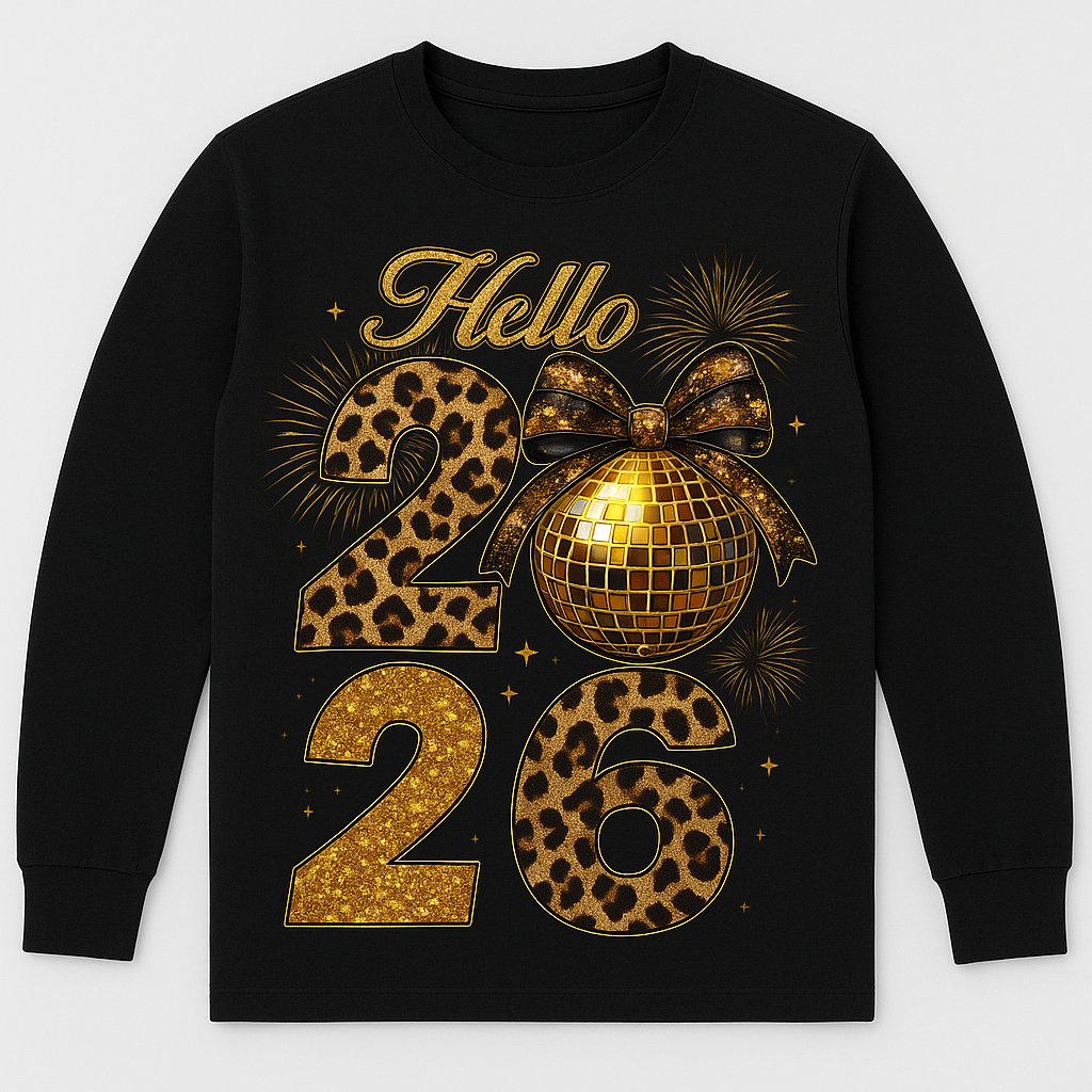 Hello 2026 Leopard & Gold New Year Shirt