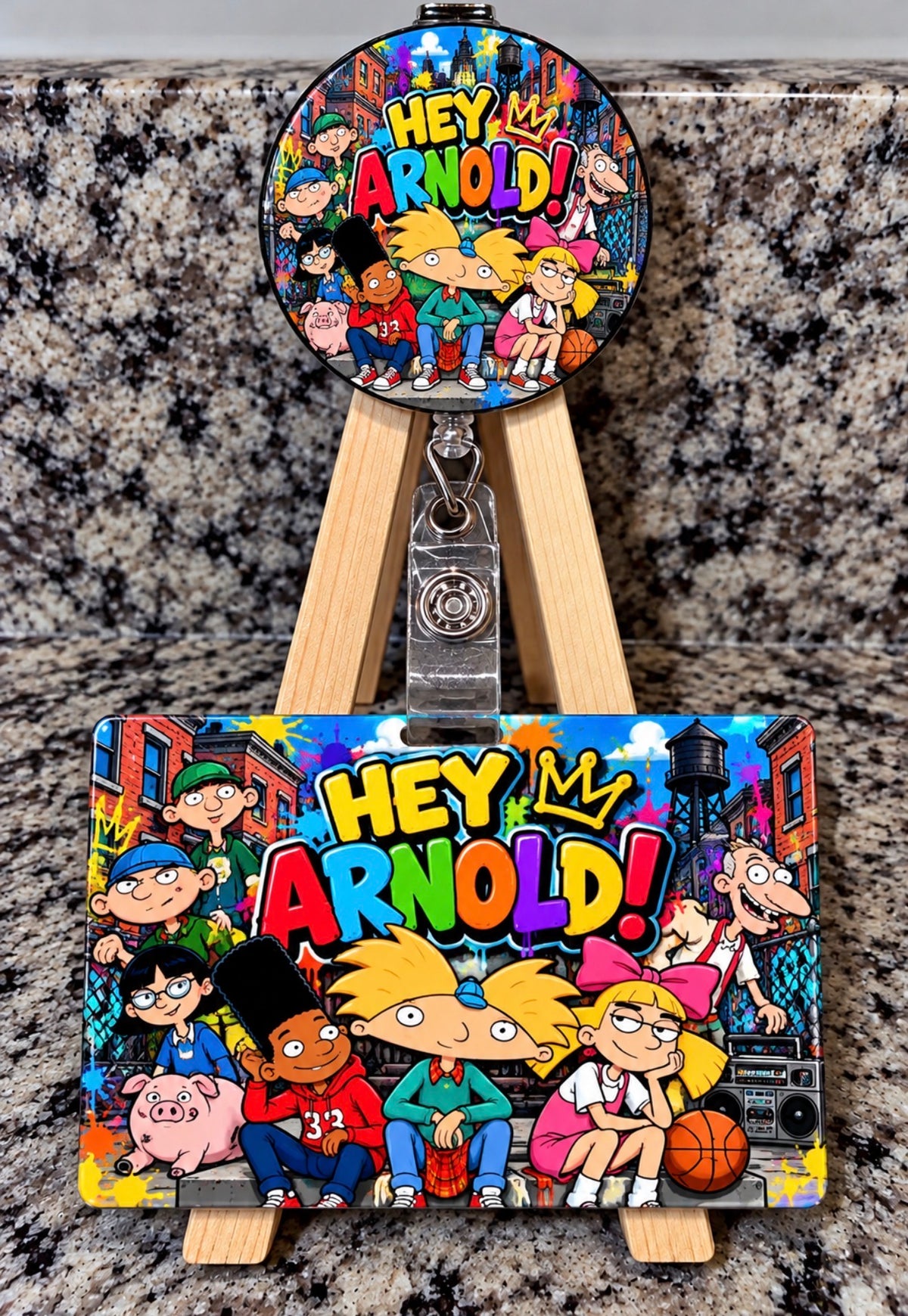 Personalized Cartoon Badge Buddy & Retractable Badge Reel Set
