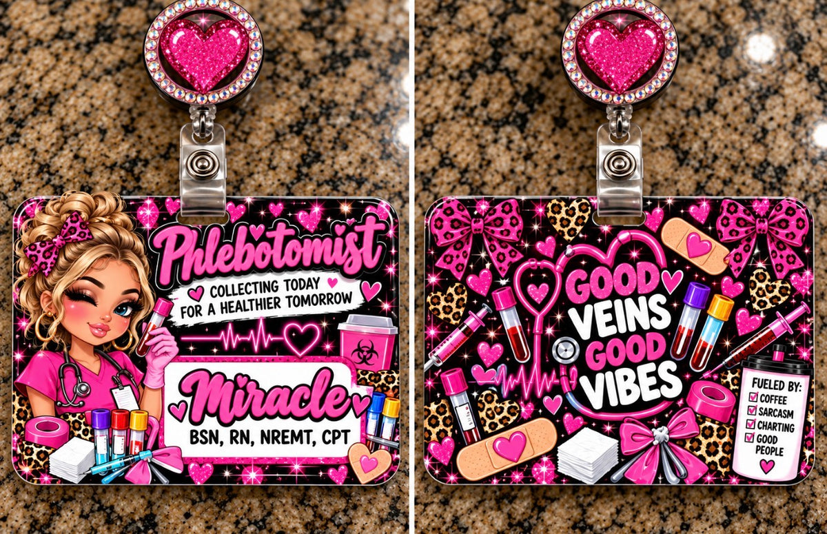 Personalized Phlebotomist Badge Buddy – Double-Sided Custom Name & Credentials