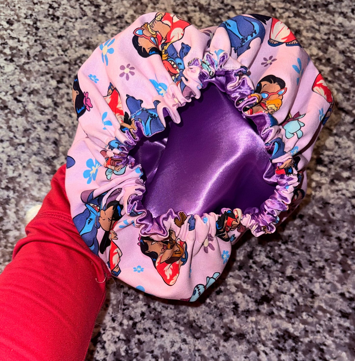 Lilo & Stitch Inspired Reversible Satin Bonnet