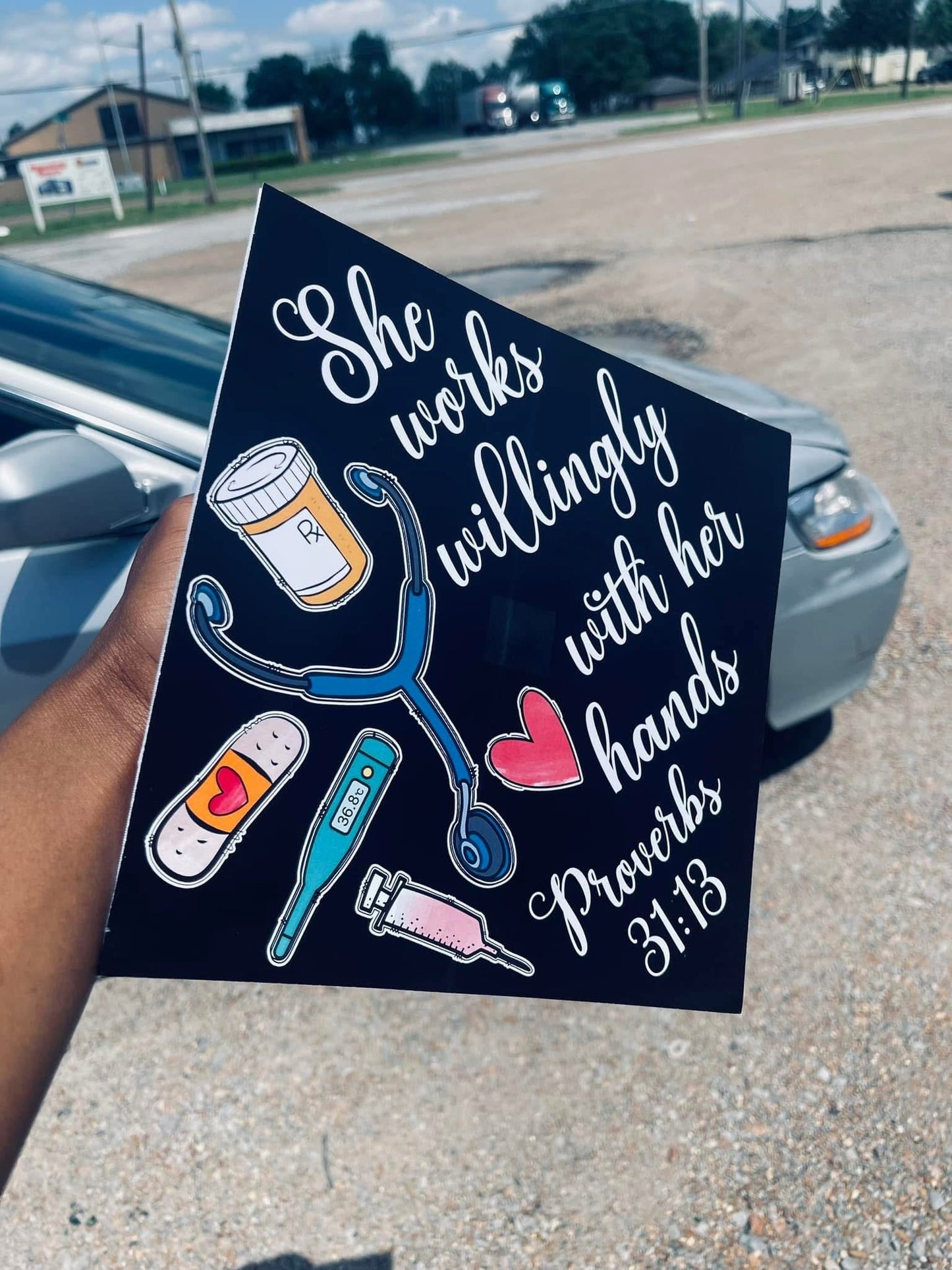 She Works Willingly with Her Hands Grad Cap Topper