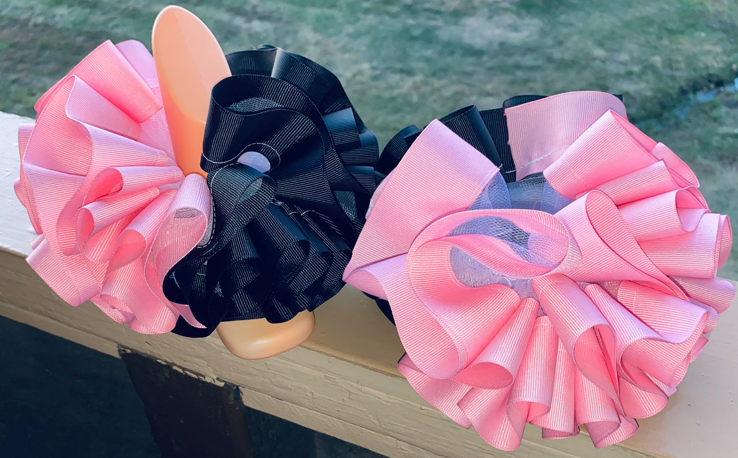 Pink & Black Sockless Ruffle Anklets