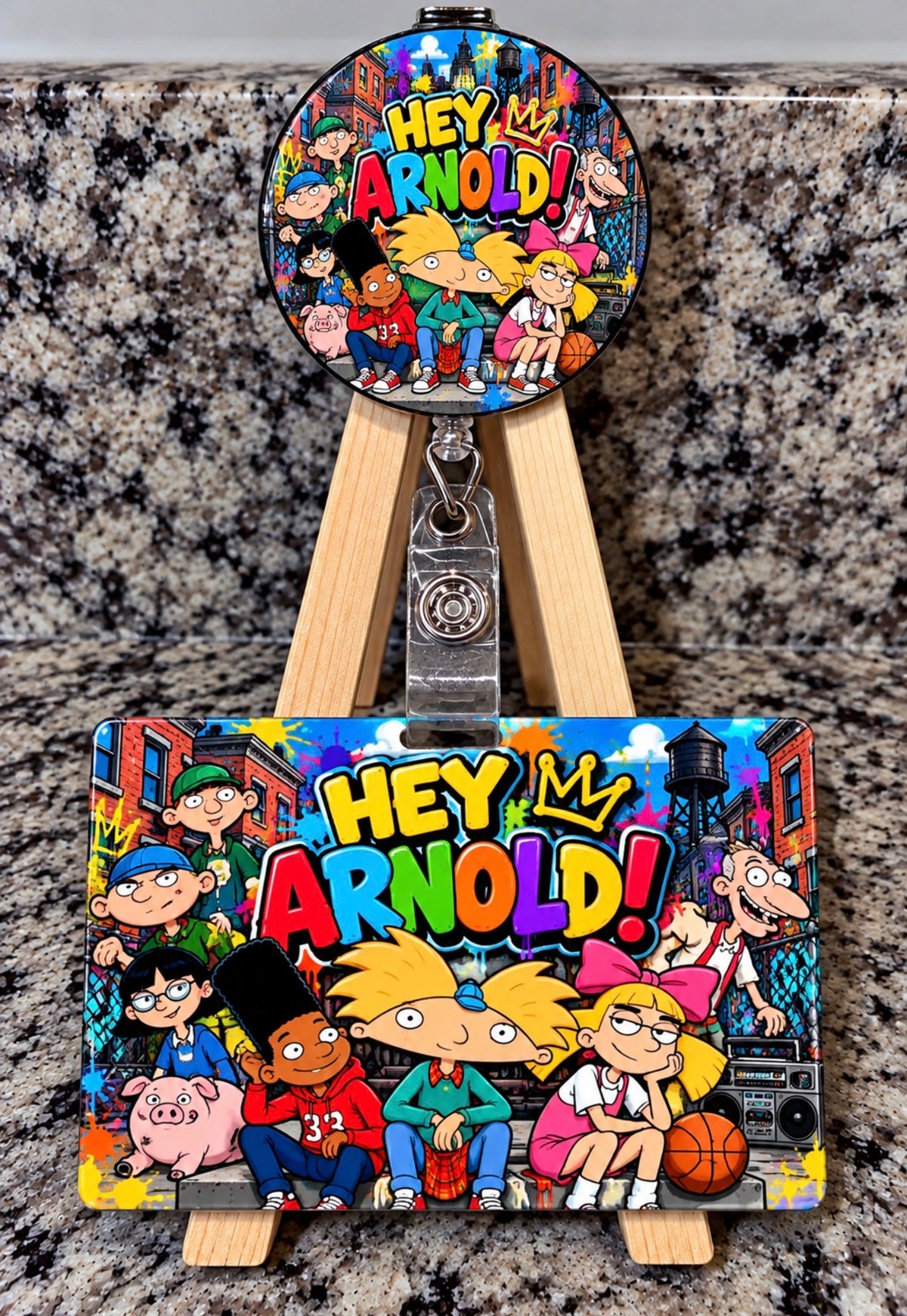 Personalized Cartoon Badge Buddy & Retractable Badge Reel Set