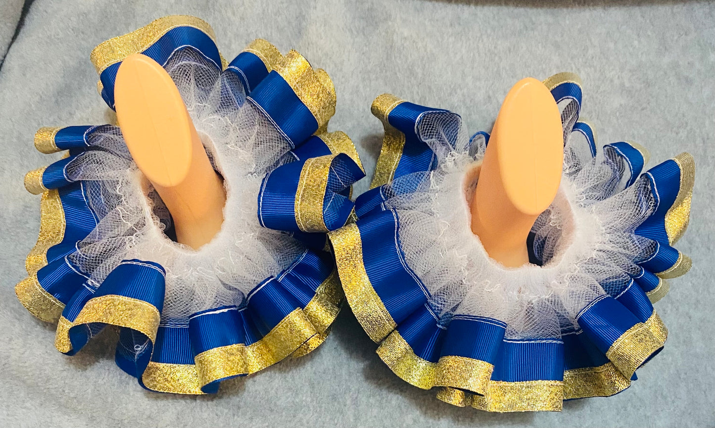 Royal Blue & Gold Ruffle Anklets