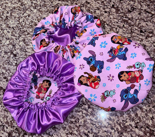 Lilo & Stitch Inspired Reversible Satin Bonnet