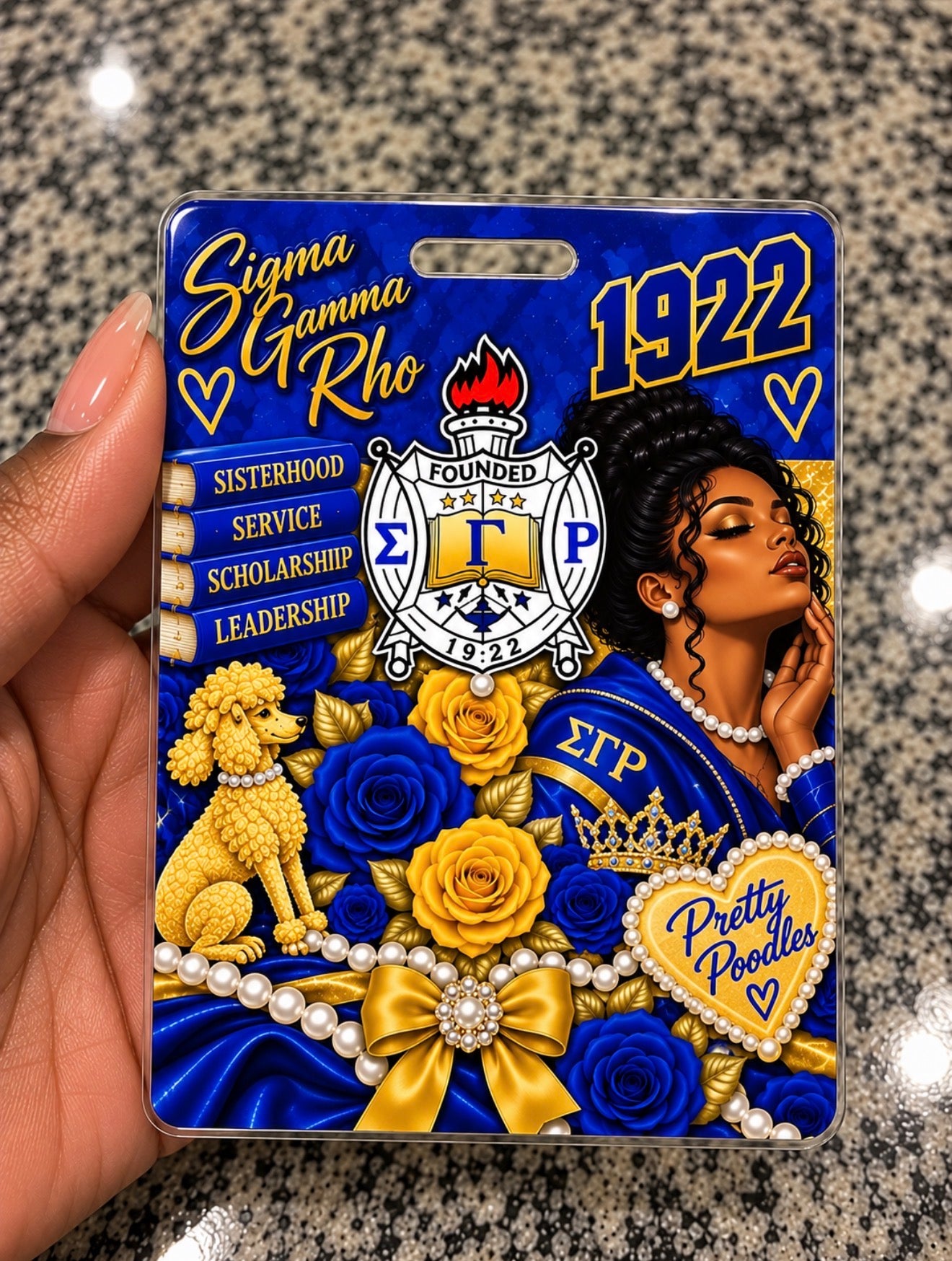 Sigma Poodle Inspired Personalized Badge Buddy