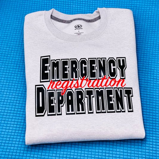 Emergency Registration Department Sweatshirt – Healthcare Apparel for ER & Patient Access Staff