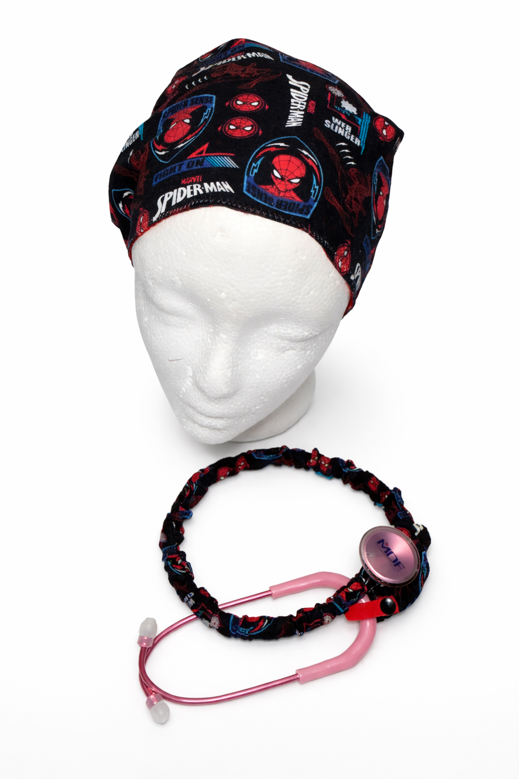 Spidey Satin-Lined Scrub Cap & Stethoscope Cover Set