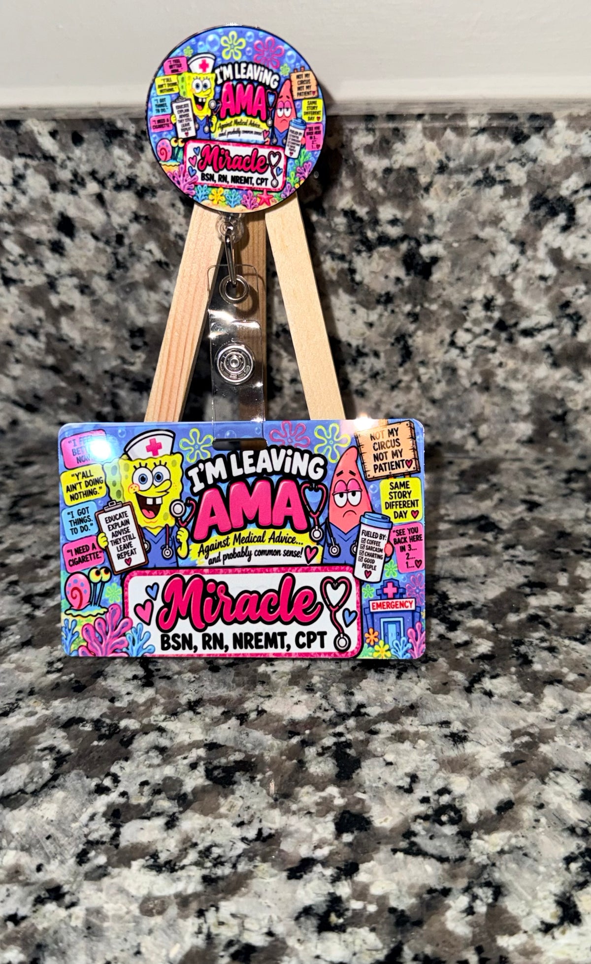 🩺 I’m Leaving AMA Nurse Badge Buddy & Matching Badge Reel Set