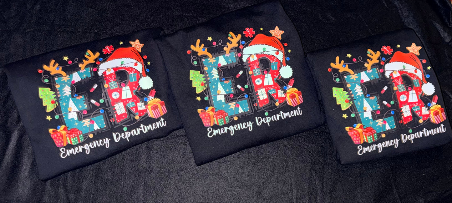 Emergency Department RN Christmas Sweatshirt | ED Nurse Holiday Shirt | Nurse Christmas Apparel