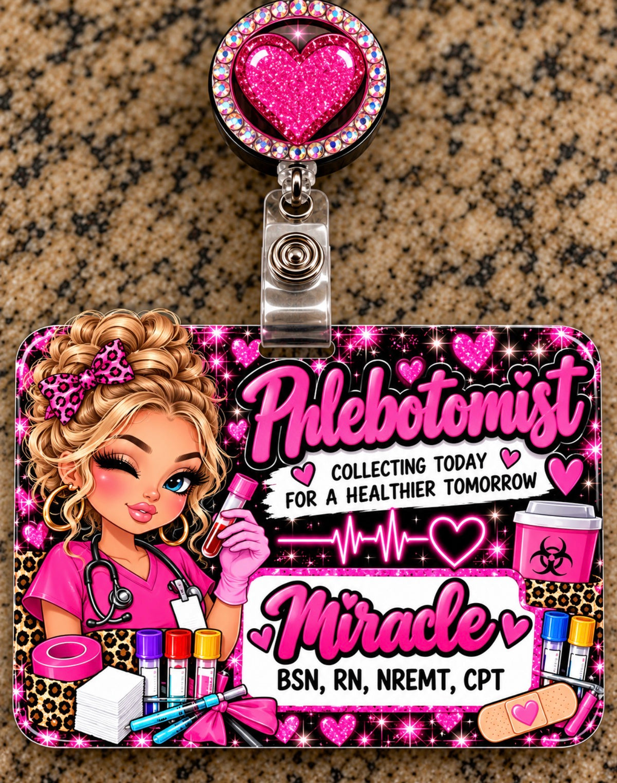 Personalized Phlebotomist Badge Buddy – Double-Sided Custom Name & Credentials
