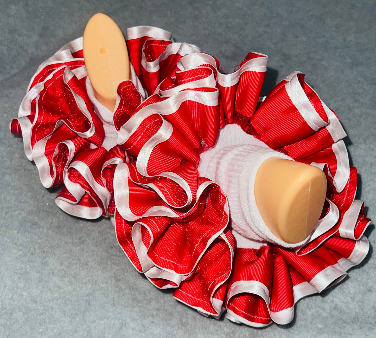 Red & White Trimmed Ruffle Socks