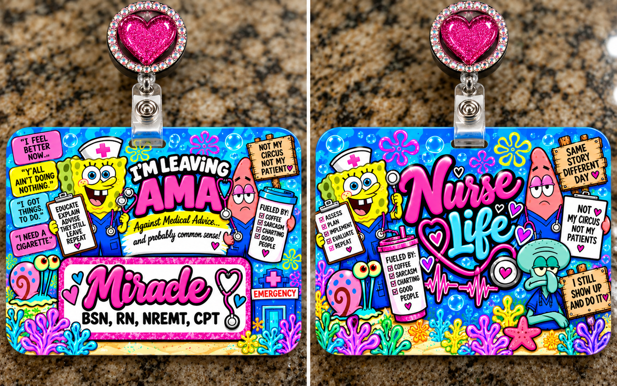 🩺 AMA Nurse Personalized Double-Sided Badge Buddy — Personalized Nurse Badge Buddy – Double-Sided AMA Nursing Badge | Custom Name & Credentials