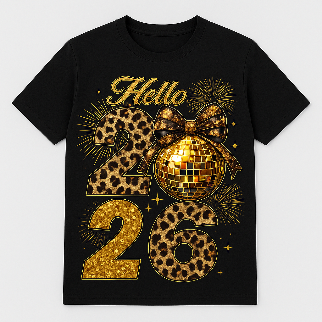 Hello 2026 Leopard & Gold New Year Shirt