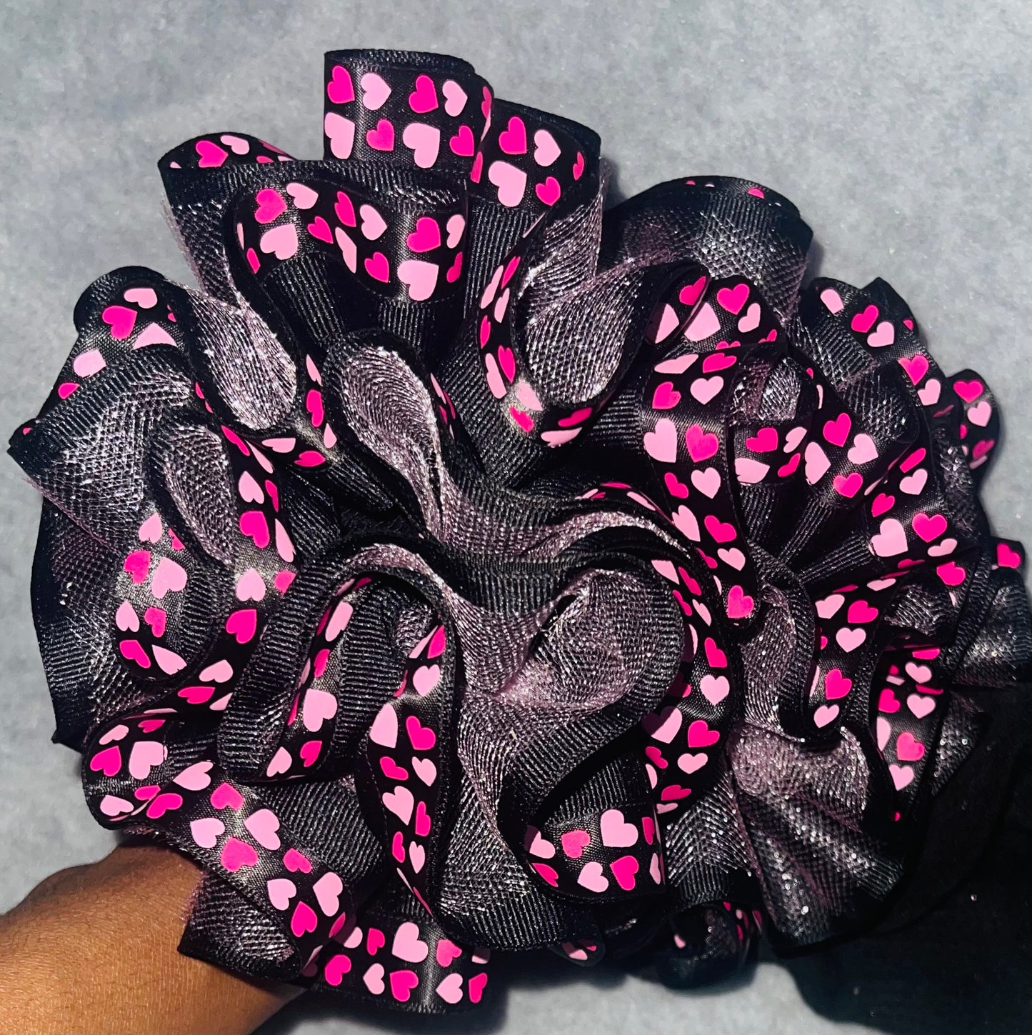 Black & Pink Hearted Valentine’s Ruffle Socks