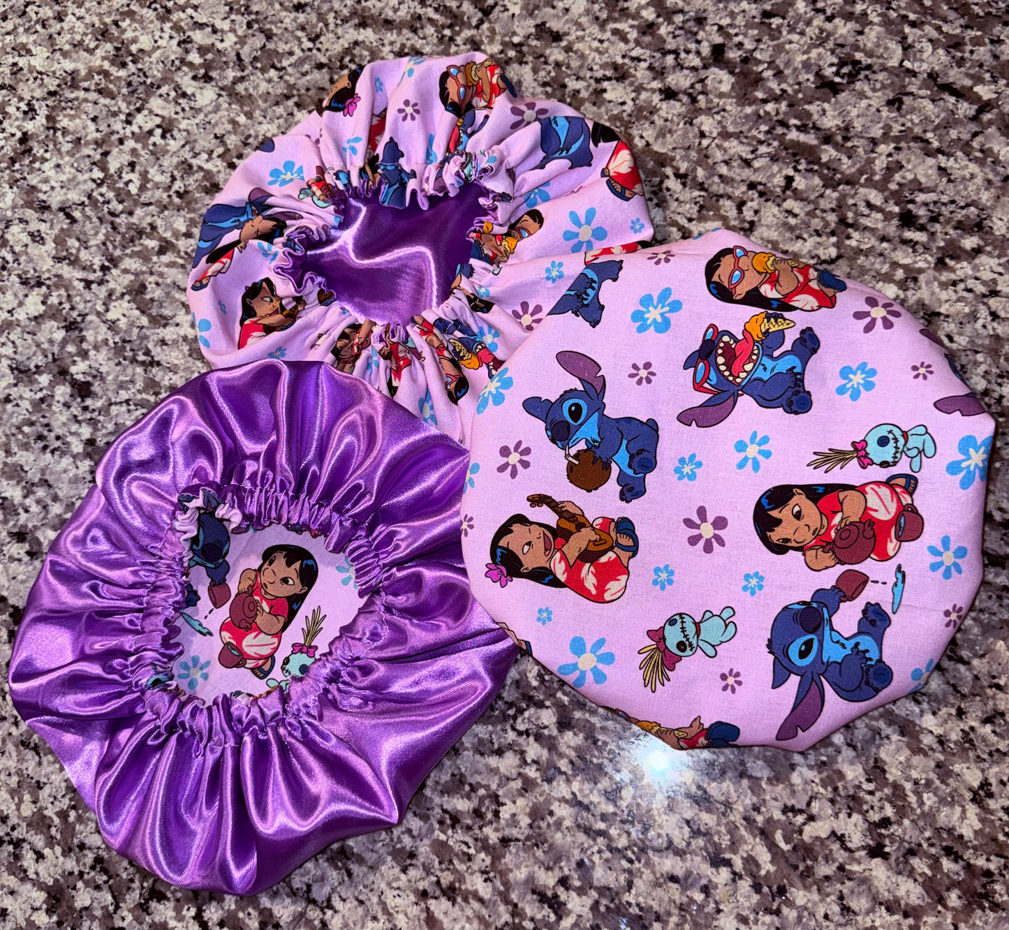 Lilo & Stitch Inspired Reversible Satin Bonnet