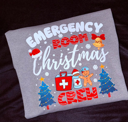 Emergency Room Christmas Crew Sweatshirt – Festive ER Nurse Holiday Shirt