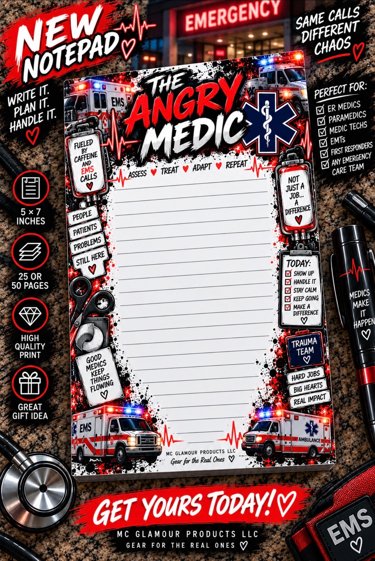 The Angry Medic Notepad | EMT, Paramedic & EMS Notepad