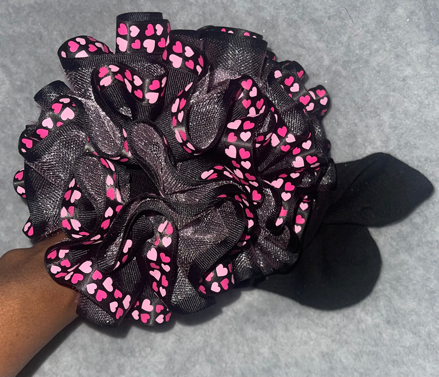 Black & Pink Hearted Valentine’s Ruffle Socks