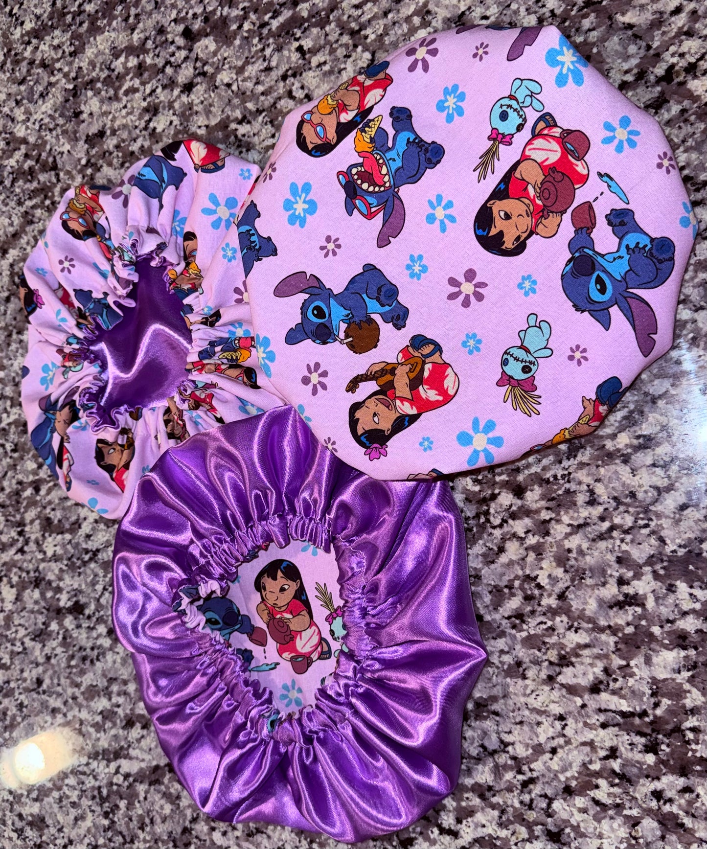 Lilo & Stitch Inspired Reversible Satin Bonnet