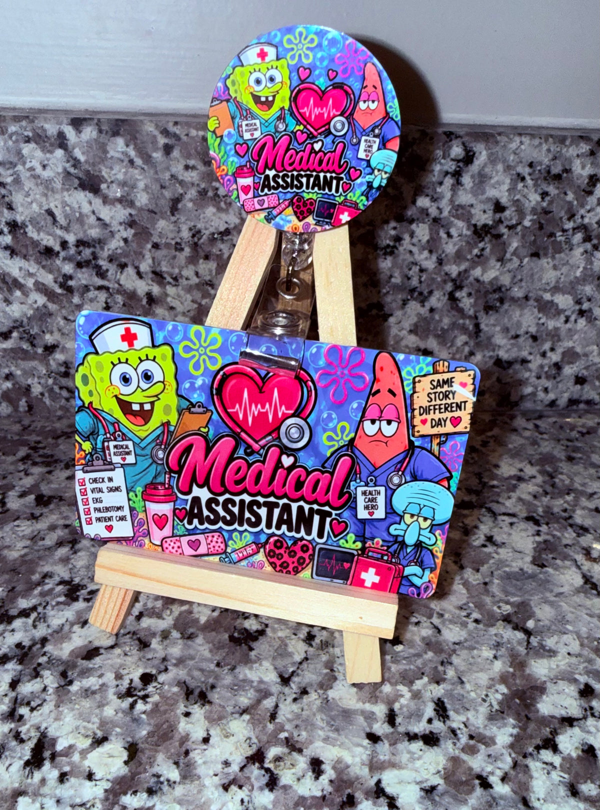 SpongeBob-Inspired Medical Assistant Badge Buddy Set