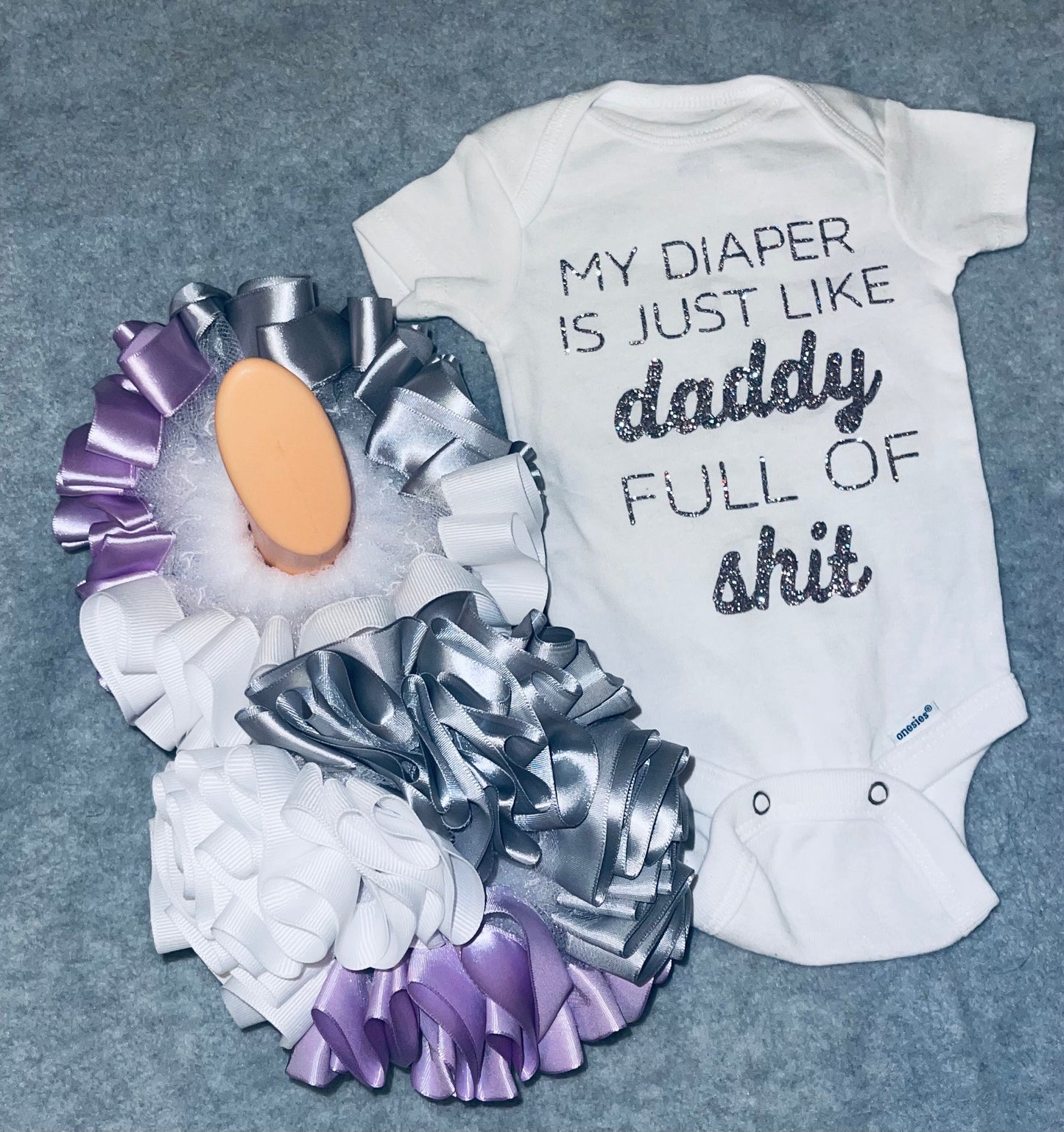 My Diaper Is Just Like Daddy Body Suit & Ruffle Anklet Set