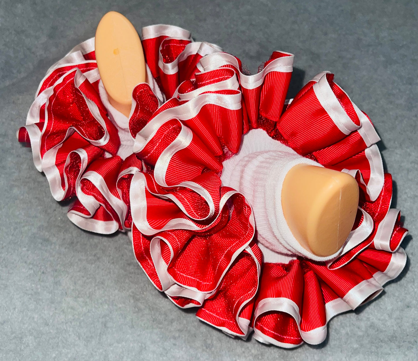 Red & White Trimmed Ruffle Socks