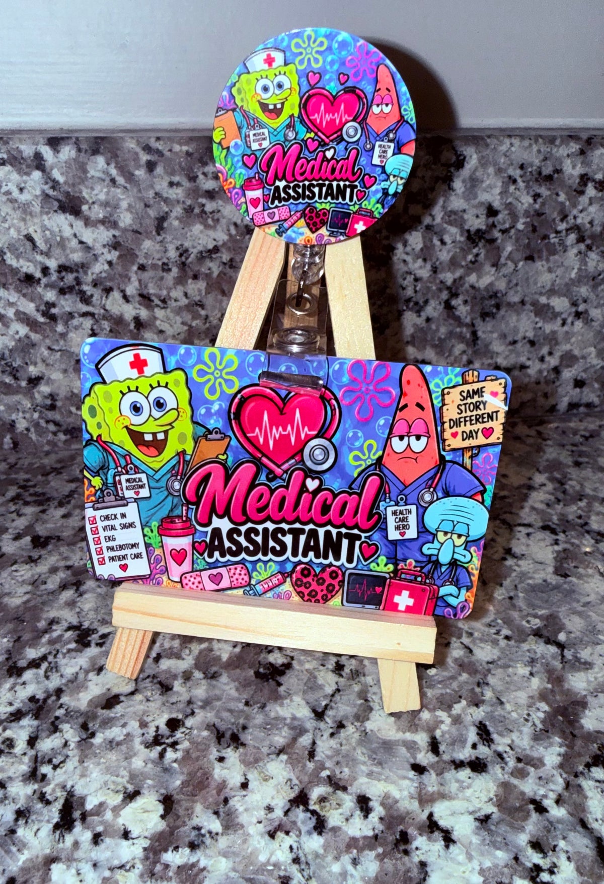 SpongeBob-Inspired Medical Assistant Badge Buddy Set