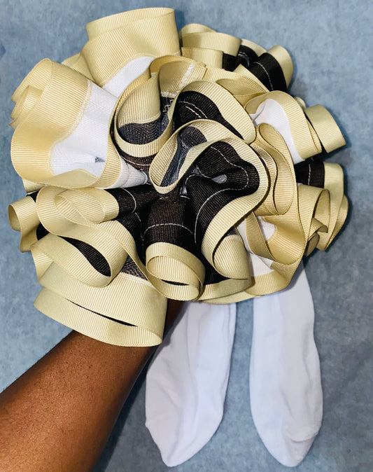 Chocolate, White, & Khaki Ruffle Socks