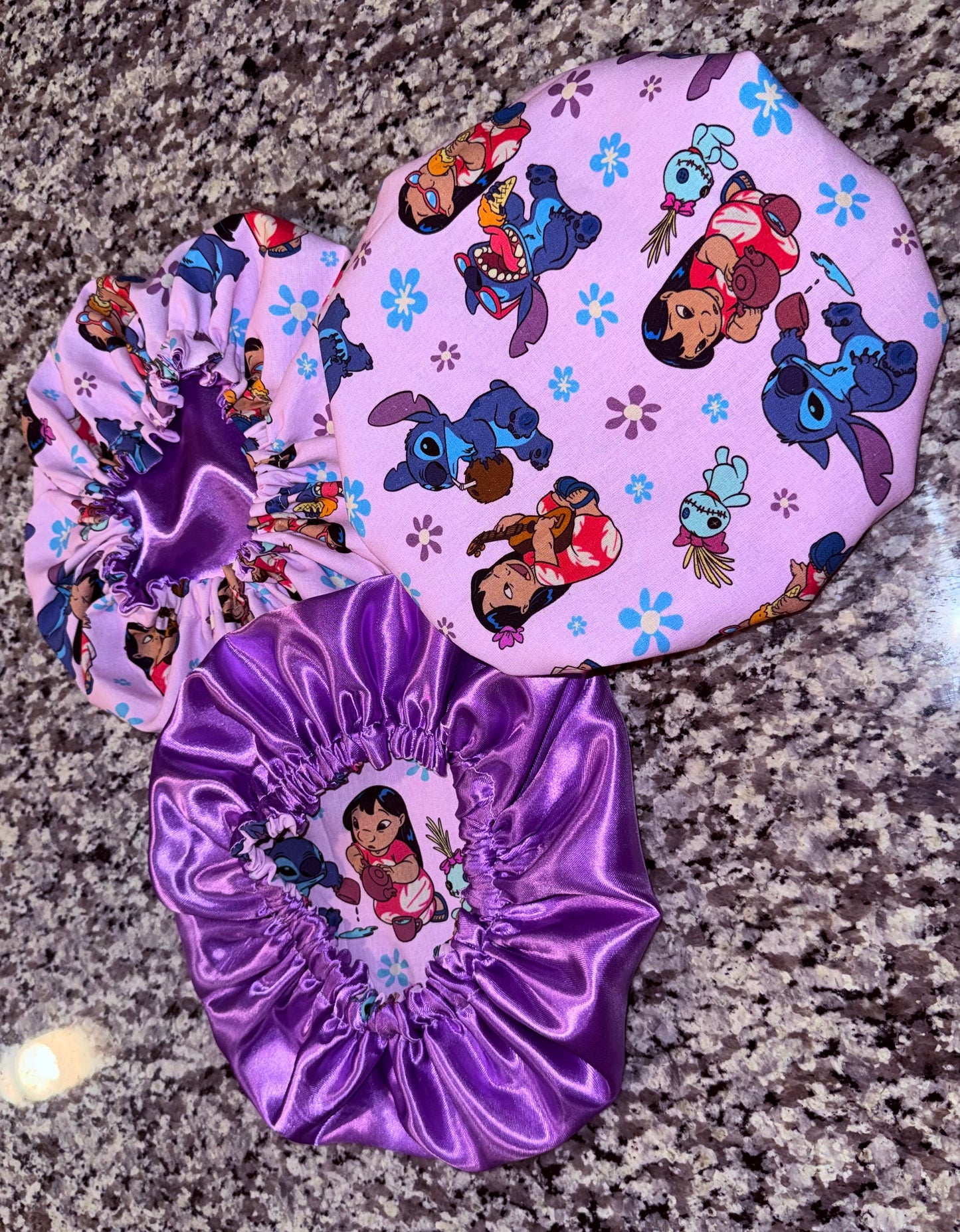 Lilo & Stitch Inspired Reversible Satin Bonnet