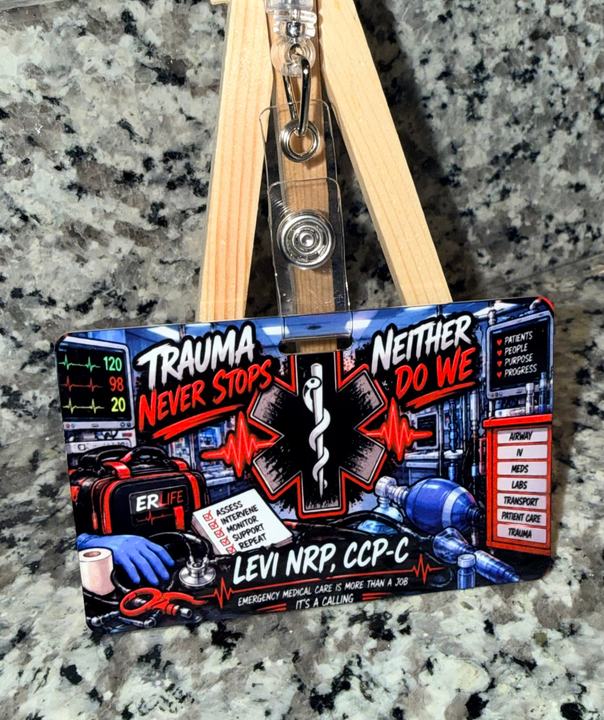 The Angry Medic Custom ER Medic Tech Badge Buddy | Personalized Medical ID Accessory
