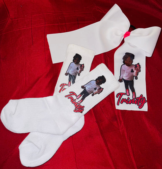 Custom Photo Bow & Sock