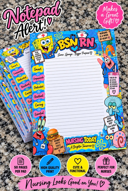 🩺🧽 BSN RN SpongeBob Notepad