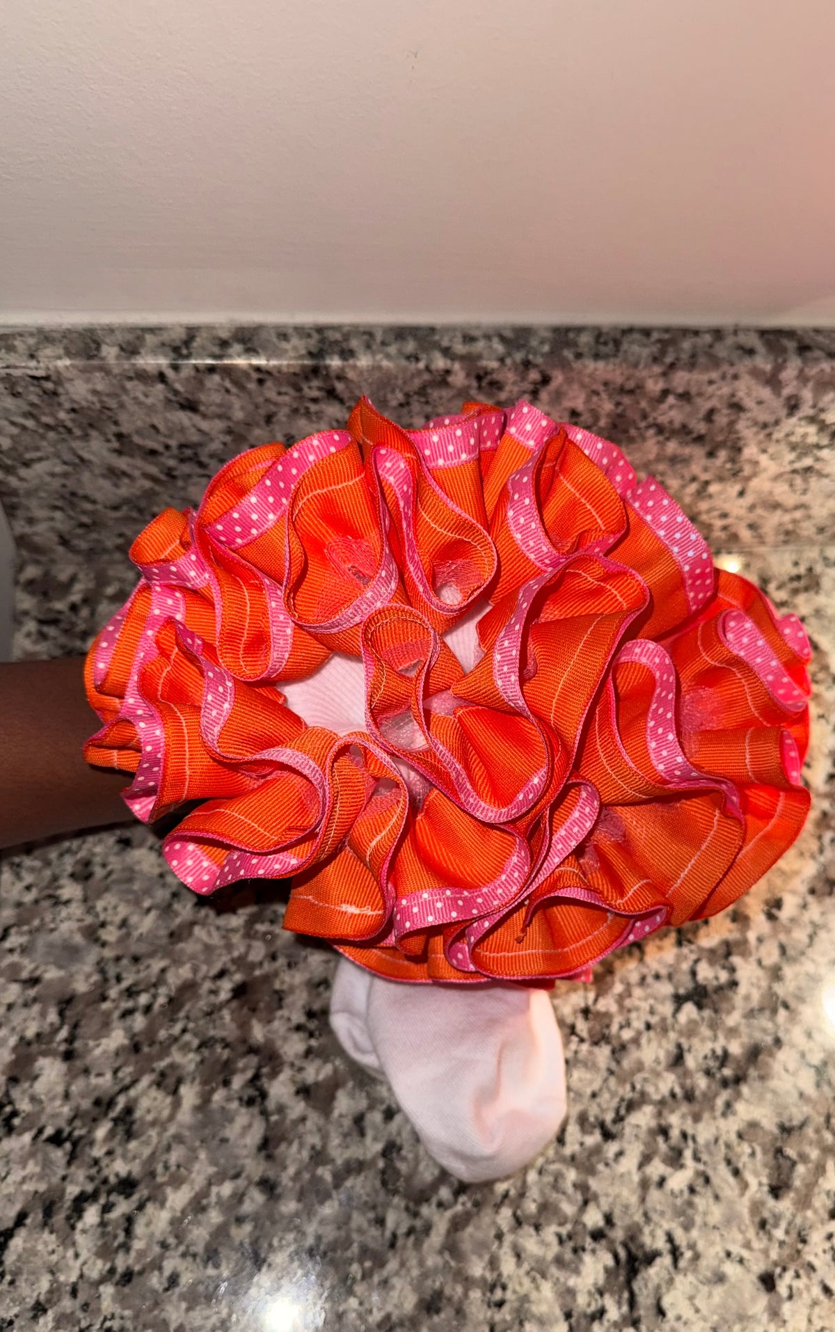 Halloween & Breast Cancer Awareness Ruffle Socks – Orange & Pink Girls Statement Socks