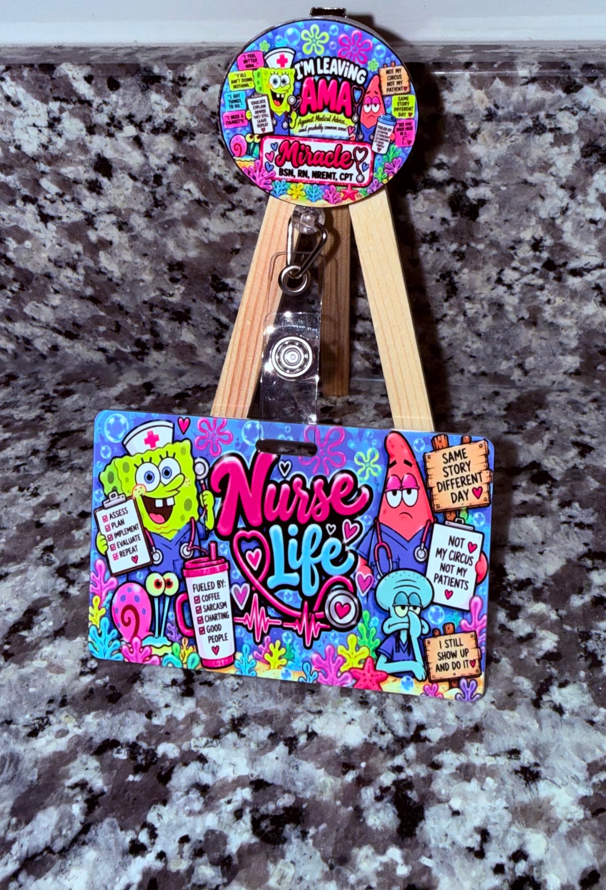 🩺 I’m Leaving AMA Nurse Badge Buddy & Matching Badge Reel Set