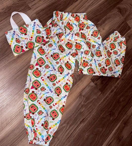 Custom Cocomelon Jogger Set With Matching Mini Tote | Personalized Kids Outfit