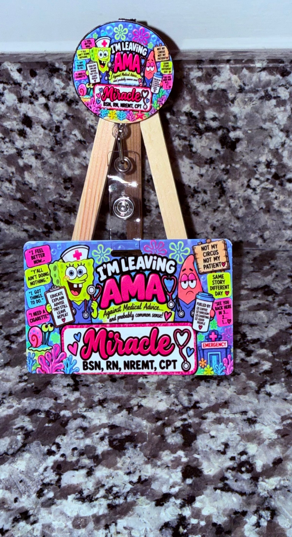 🩺 I’m Leaving AMA Nurse Badge Buddy & Matching Badge Reel Set