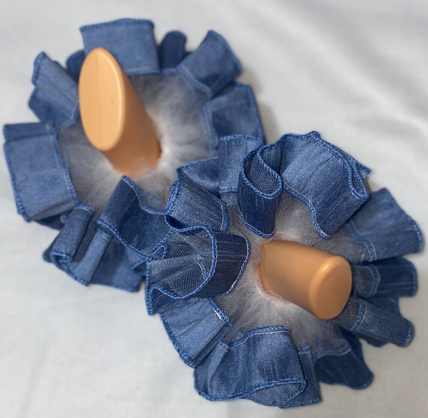 Denim Ruffle Anklets