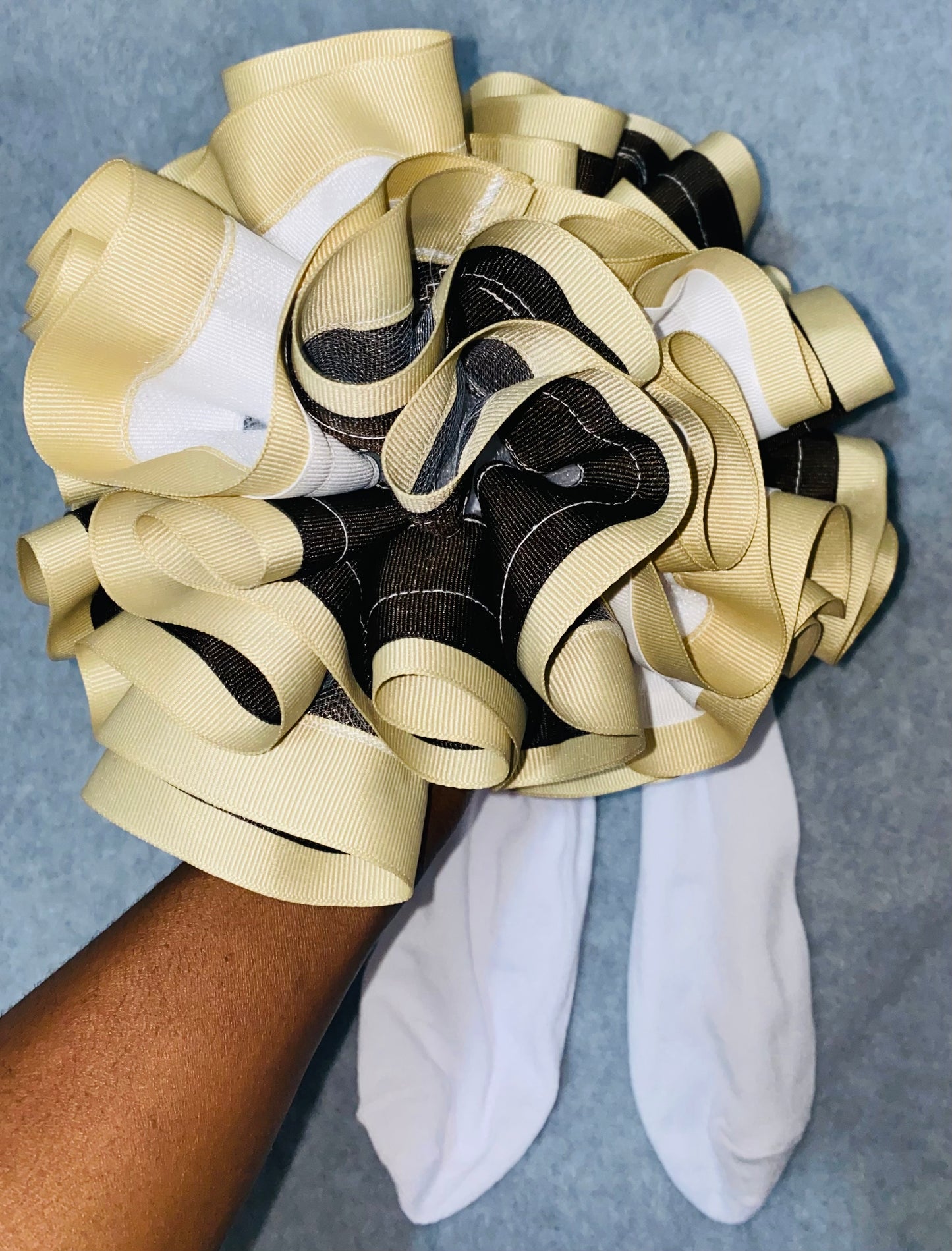 Chocolate, White, & Khaki Ruffle Socks