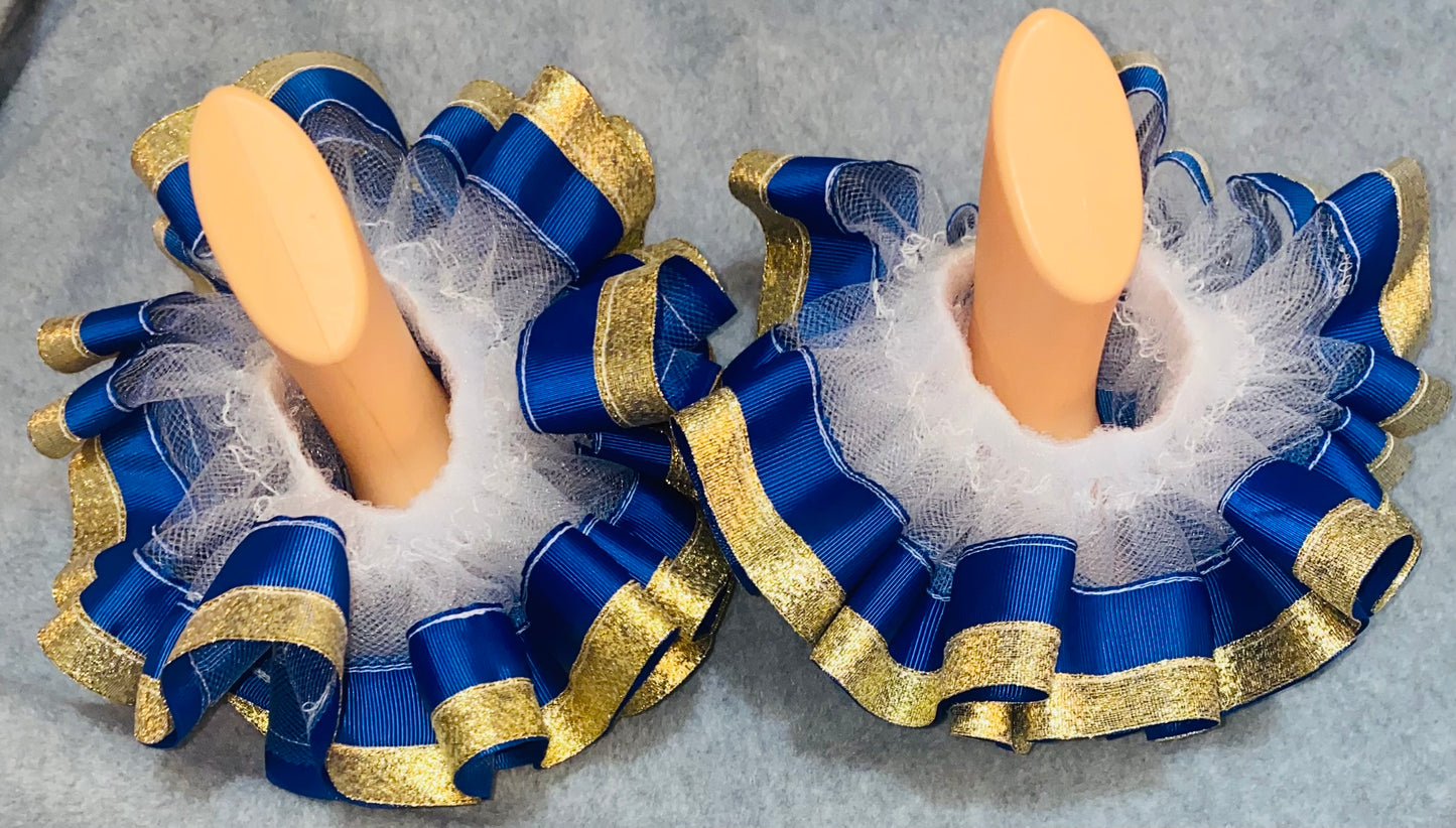 Royal Blue & Gold Ruffle Anklets