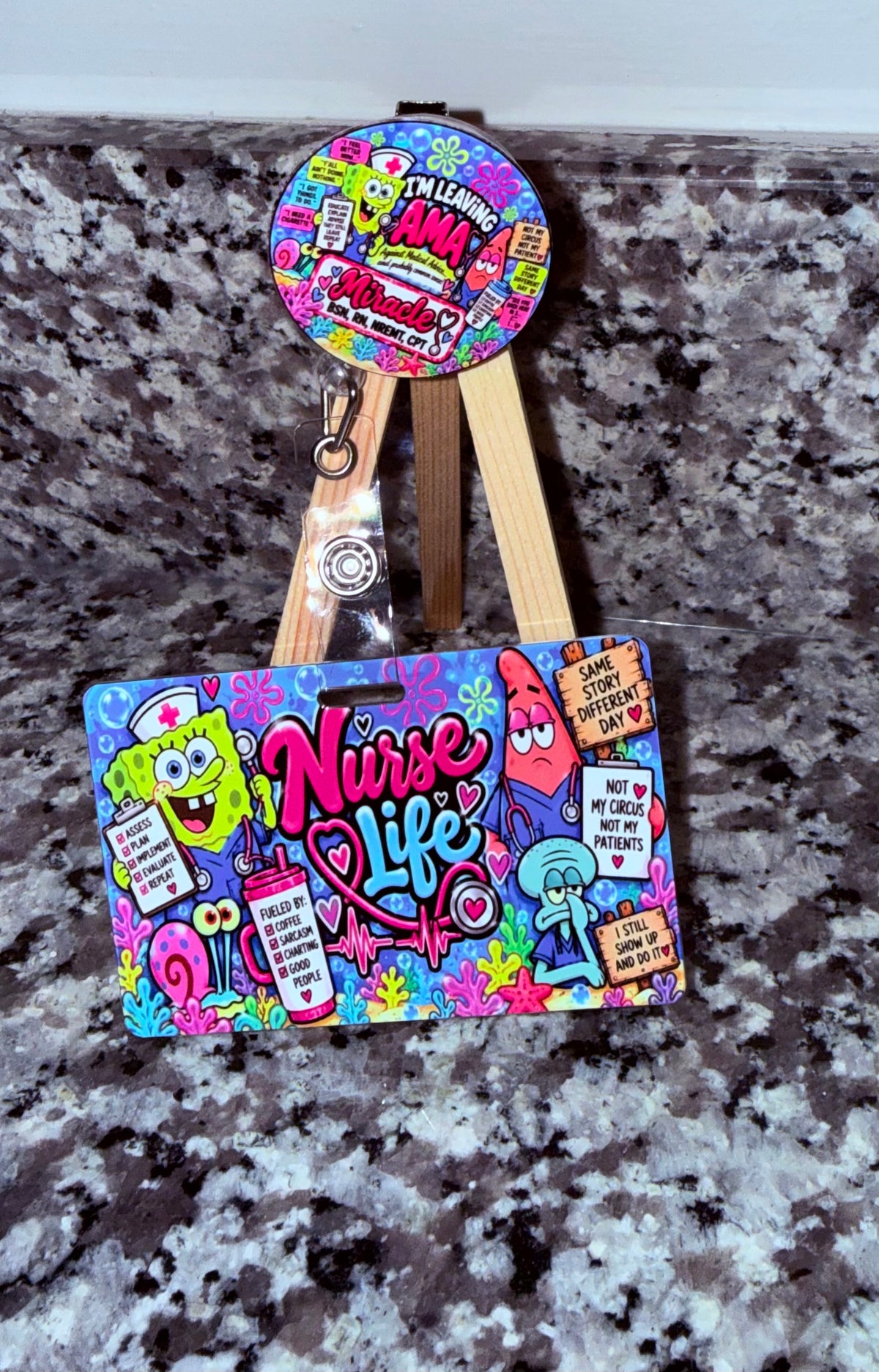 🩺 I’m Leaving AMA Nurse Badge Buddy & Matching Badge Reel Set
