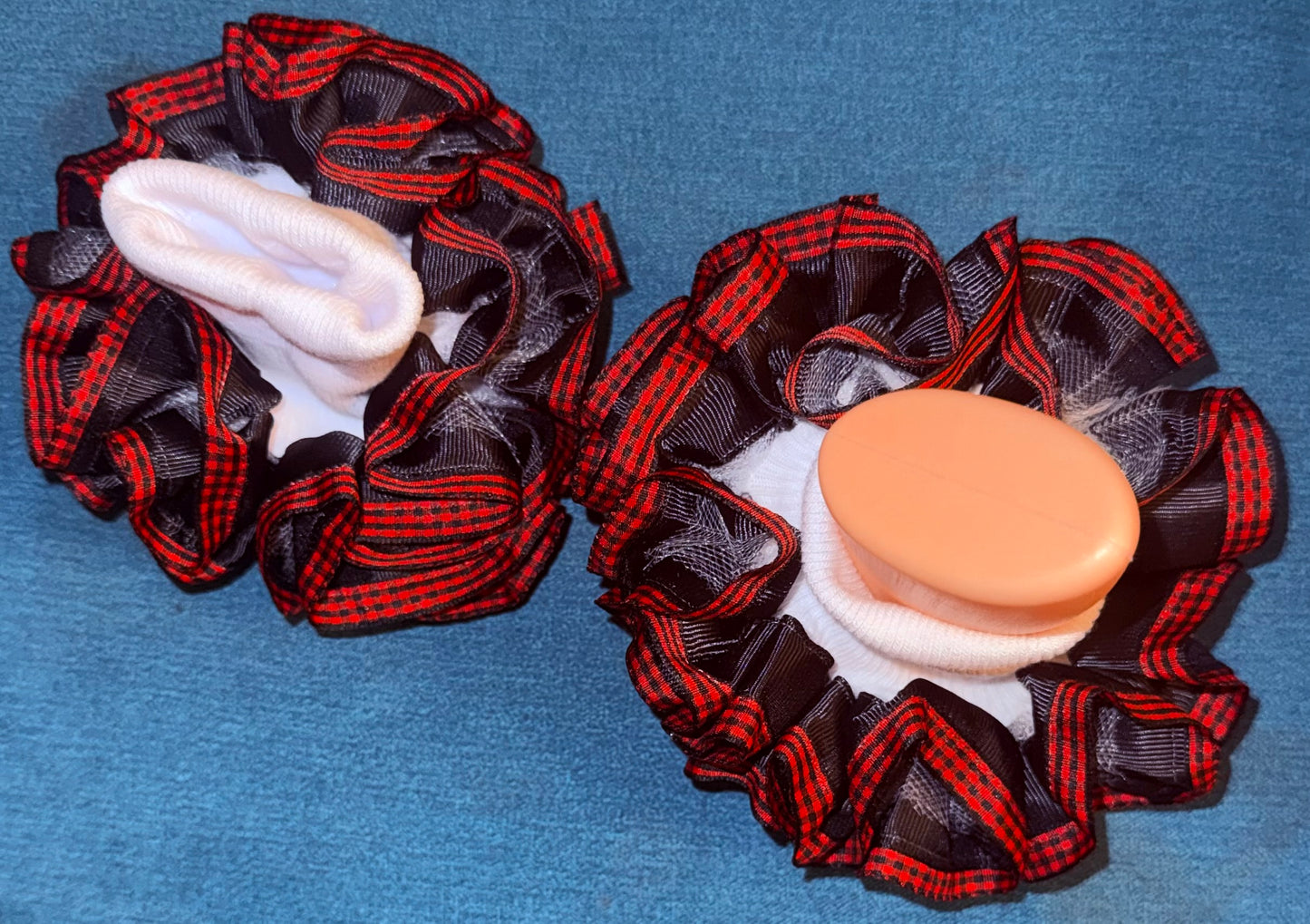 Black & Red Plaid Ruffle Socks – Christmas Plaid Ruffle Socks – Boutique Full & Fluffy Ruffles – Handmade Holiday Socks