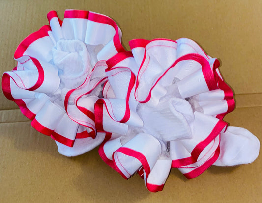 White & Hot Pink Trimmed Ruffle Socks