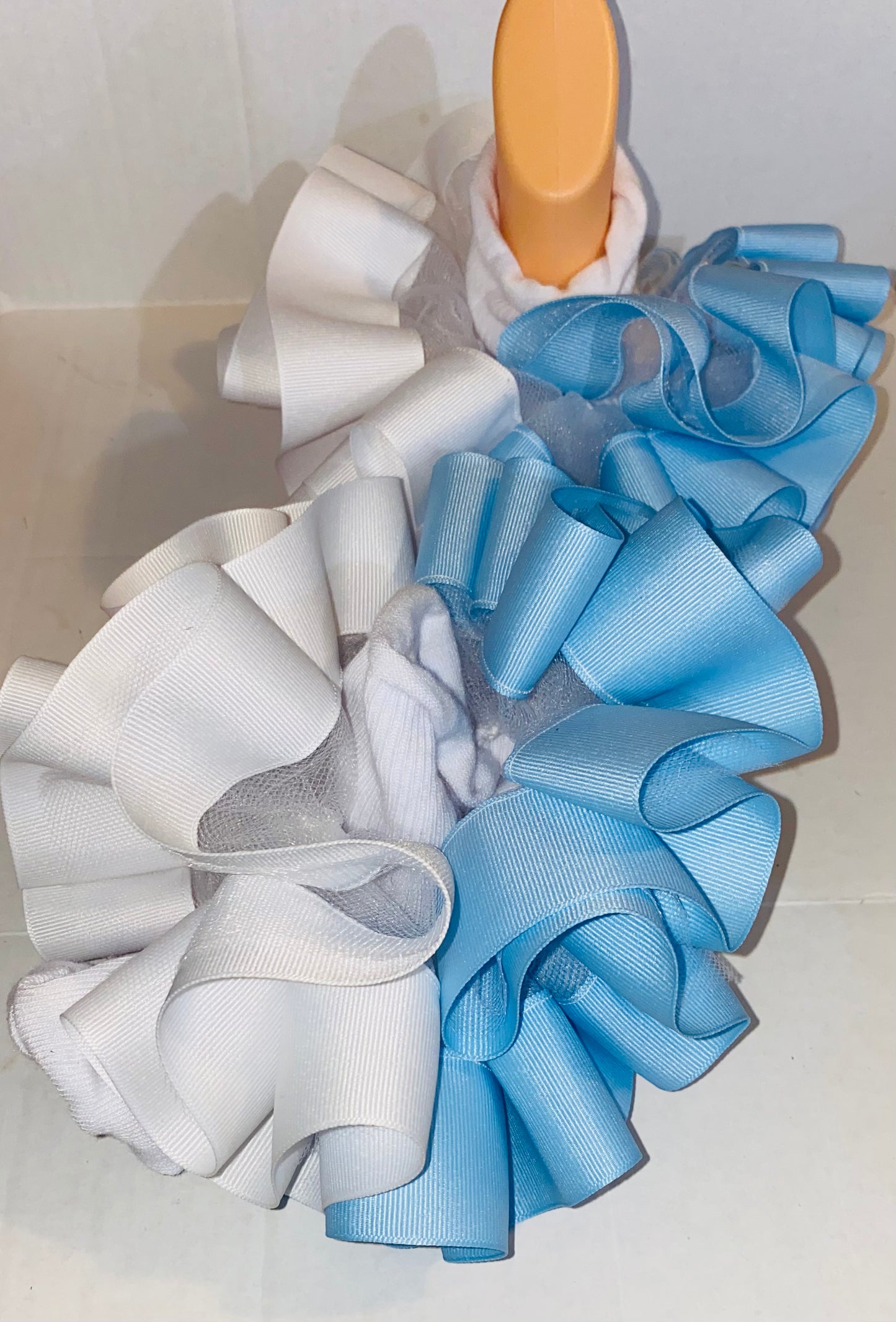 Blue & White Ruffle Socks