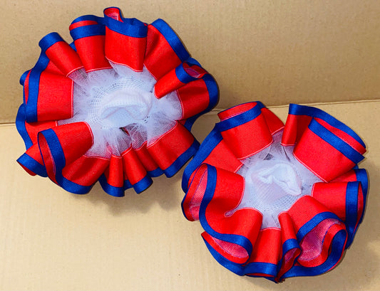 Red & Blue Trim Ruffle Socks