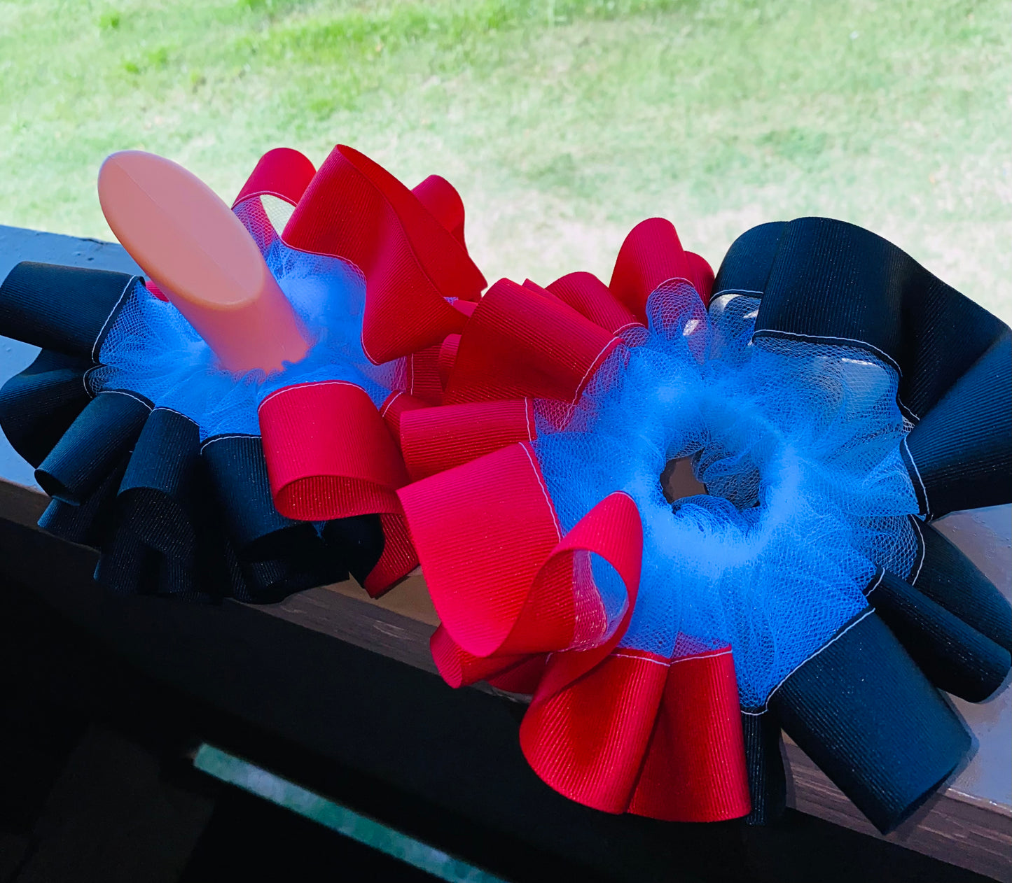 Red and Black Sockless Ruffle Anklets