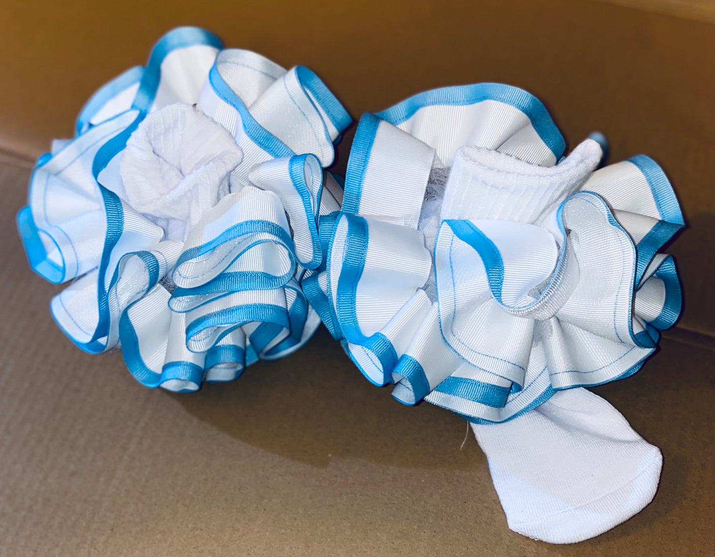 White & Blue Ruffle Socks